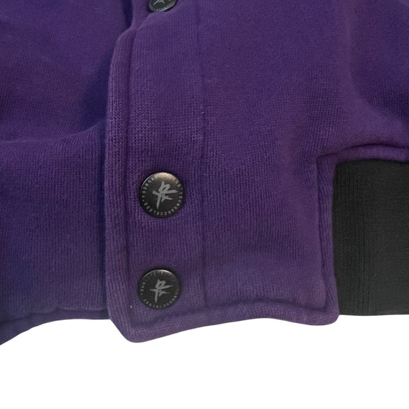 Young & Reckless XL Varsity Bomber Jacket Purple Black RECKLESS Logo - Picture 4 of 7